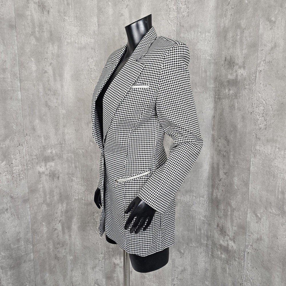 Laundry by Shelli Segal Black White Houndstooth Blazer Jacket 90s M USA - Picture 5 of 11